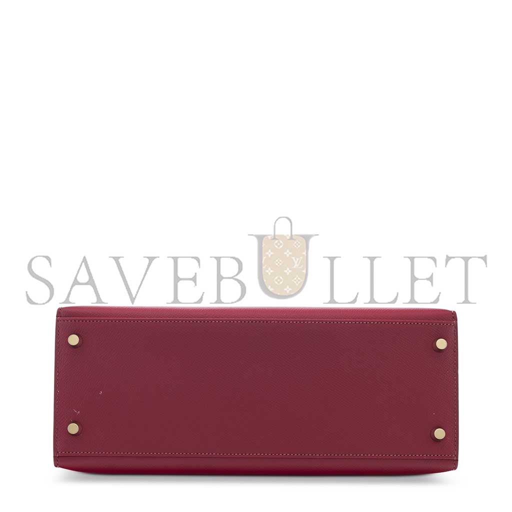 HERMÈS MASTER A ROUGE GARANCE EPSOM LEATHER SELLIER KELLY 28 WITH GOLD HARDWARE (28*22*10cm) 